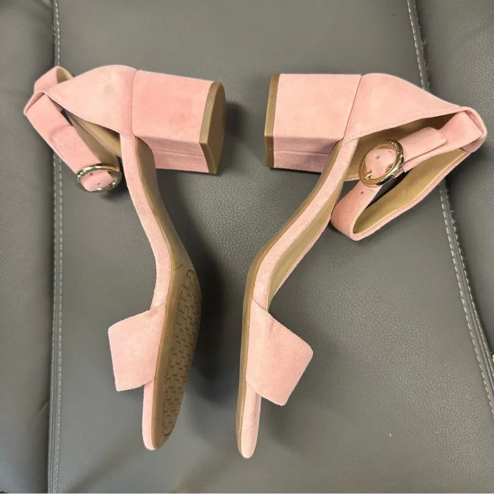 NEW Michael Kors Pink Suede Leather Lena Flex Mid Heel Strap Sandal 6.5 - Picture 6 of 10